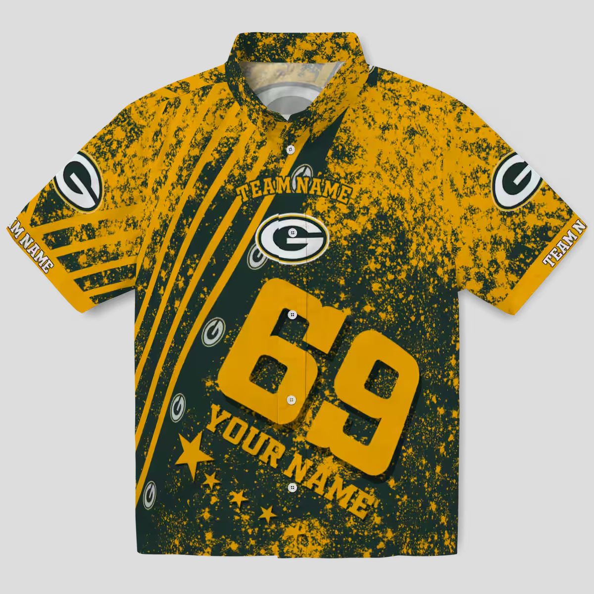 Personalized Green Bay Packers Tropical Shirt, Star Stripes Green NFL Hawaiian Shirt
