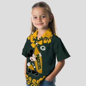 Surfing Mickey Green Hawaiian Shirt, NFL Green Bay Packers Aloha Beach Shirt