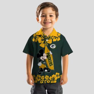 Surfing Mickey Green Hawaiian Shirt, NFL Green Bay Packers Aloha Beach Shirt