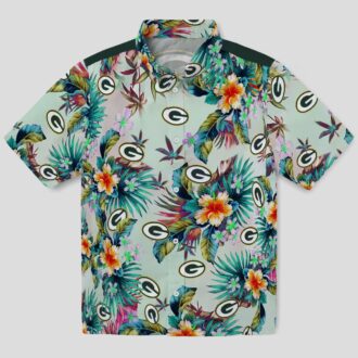 Tropical Foliage Hawaiian Shirt with Green Bay Packers Logo, Button Up NFL Shirt for Fans