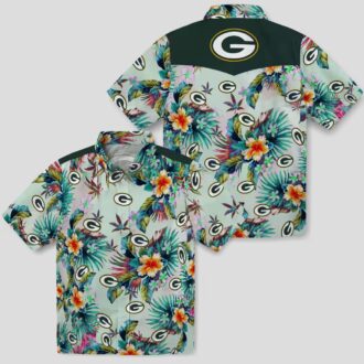 Tropical Foliage Hawaiian Shirt with Green Bay Packers Logo, Button Up NFL Shirt for Fans