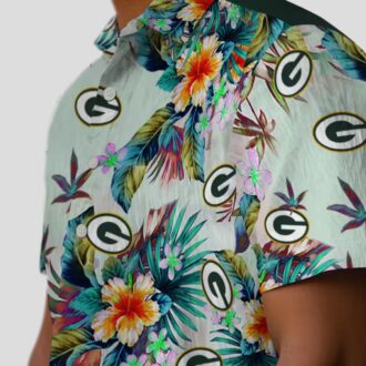 Tropical Foliage Hawaiian Shirt with Green Bay Packers Logo, Button Up NFL Shirt for Fans