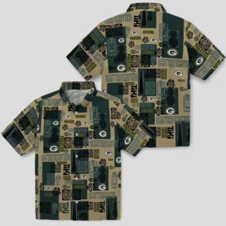 Tropical Green Bay Packers Hawaiian Shirt, Tribal Design Aloha Shirt for NFL Fans & Beach