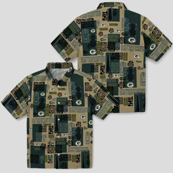 Tropical Green Bay Packers Hawaiian Shirt, Tribal Design Aloha Shirt for NFL Fans & Beach