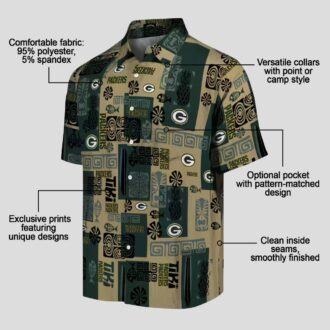 Tropical Green Bay Packers Hawaiian Shirt, Tribal Design Aloha Shirt for NFL Fans & Beach