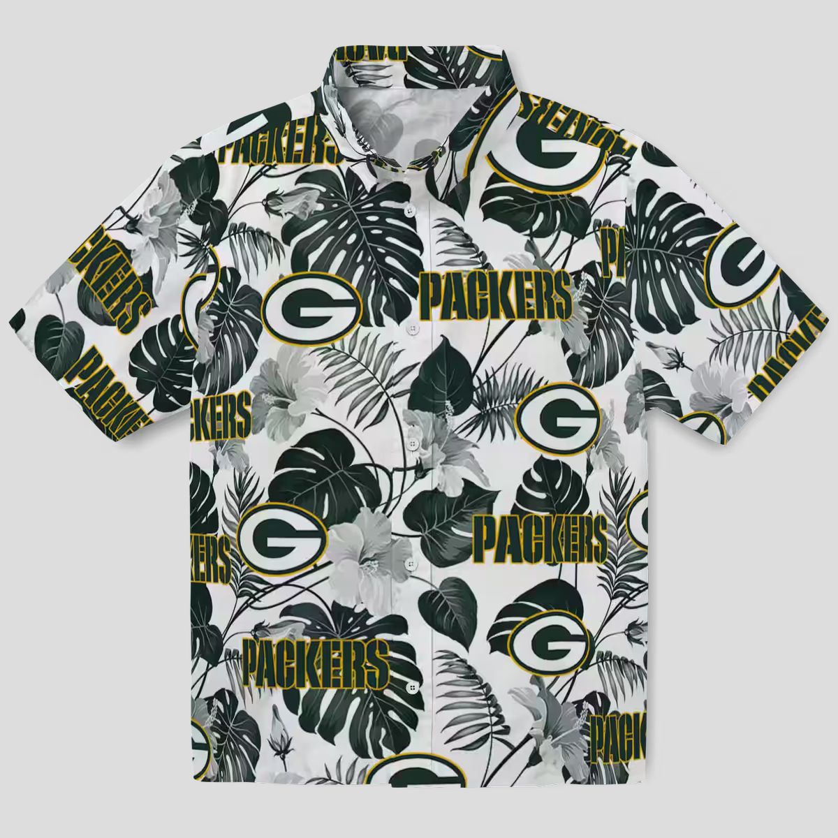 Tropical Plants Green Bay Packers Hawaiian Shirt, Green White Aloha NFL Shirt