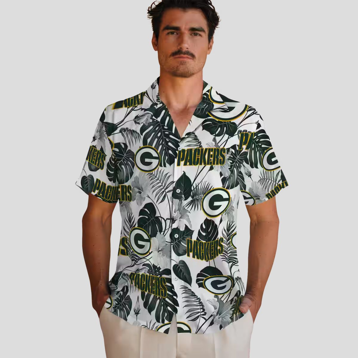 Tropical Plants Green Bay Packers Hawaiian Shirt, Green White Aloha NFL Shirt