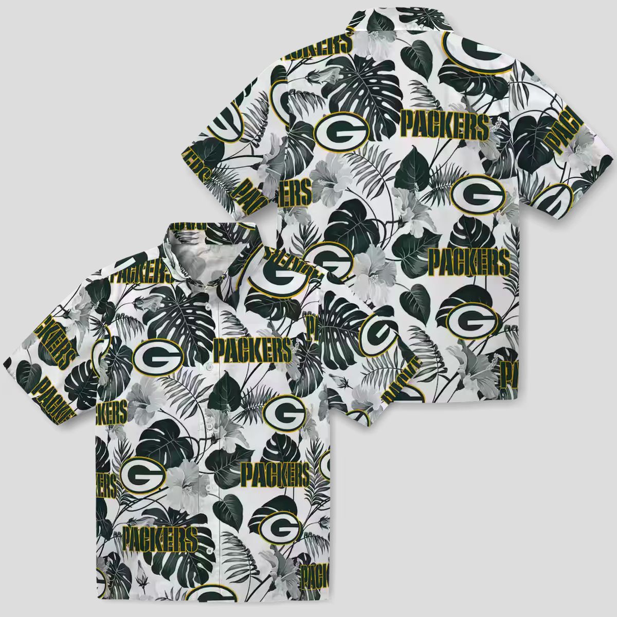 Tropical Plants Green Bay Packers Hawaiian Shirt, Green White Aloha NFL Shirt