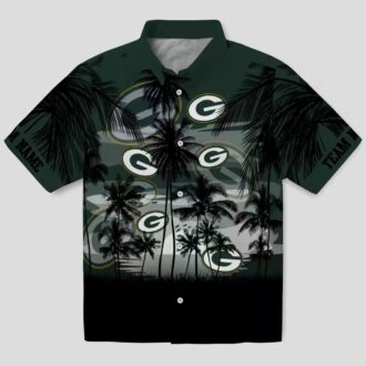 Tropical Sunset Green Bay Packers Hawaiian Shirt, Green & Black Custom Aloha Shirts