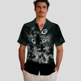 Tropical Sunset Green Bay Packers Hawaiian Shirt, Green & Black Custom Aloha Shirts