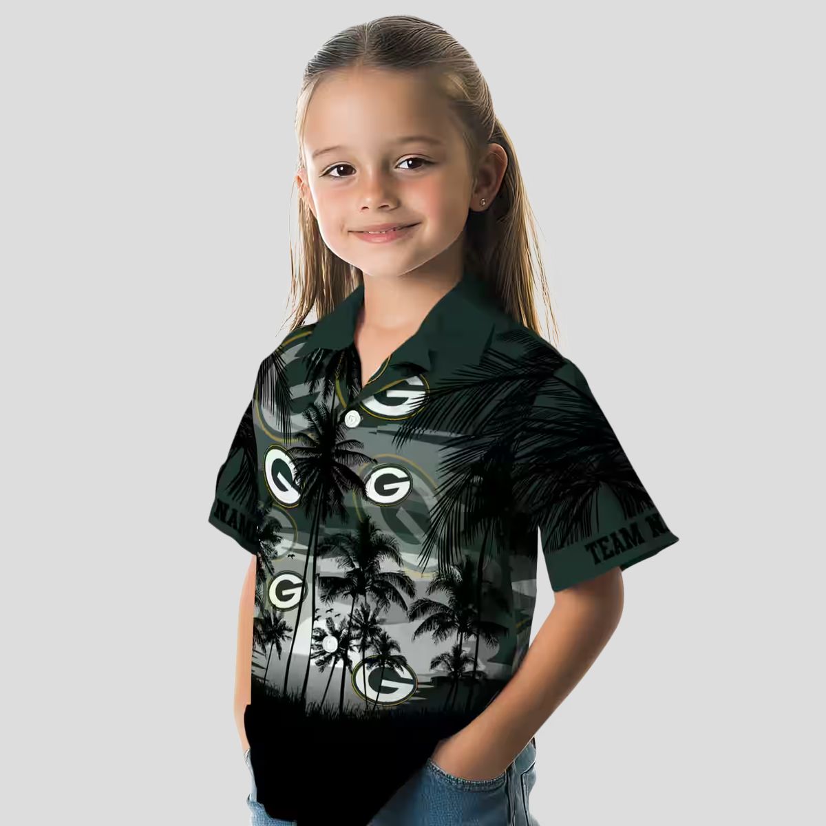 Tropical Sunset Green Bay Packers Hawaiian Shirt, Green & Black Custom Aloha Shirts