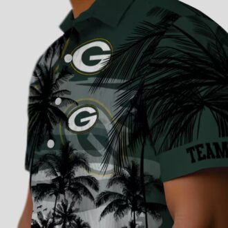 Tropical Sunset Green Bay Packers Hawaiian Shirt, Green & Black Custom Aloha Shirts