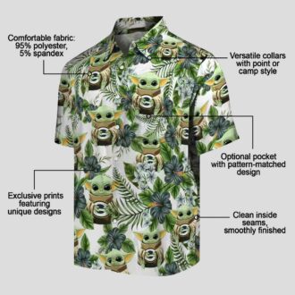 Tropical Yoda Green Bay Packers Hawaiian Shirt, NFL Summer Beachwear for Game Day