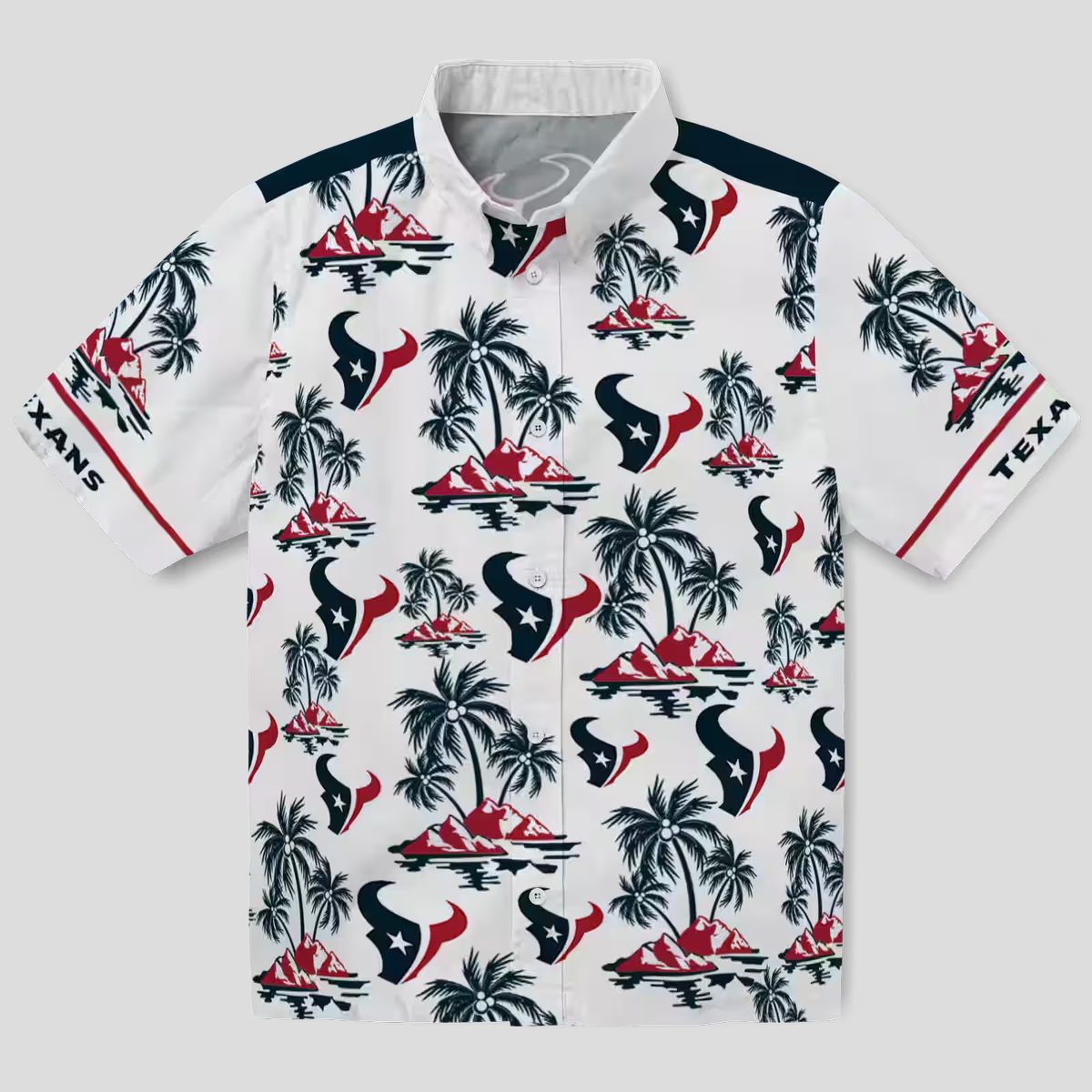 Blue and White Houston Texans Palm Island Hawaiian Shirt for Men and Women