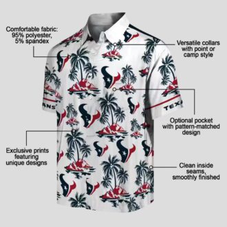 Blue and White Houston Texans Palm Island Hawaiian Shirt for Men and Women