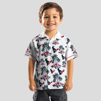 Blue and White Houston Texans Palm Island Hawaiian Shirt for Men and Women