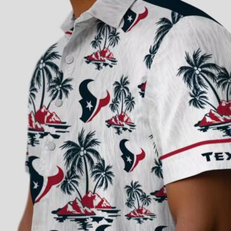 Blue and White Houston Texans Palm Island Hawaiian Shirt for Men and Women