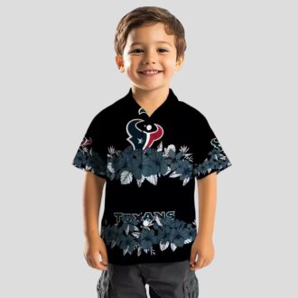 Blue Black Houston Texans Hibiscus Stripe Hawaiian Shirt for Summer Fans