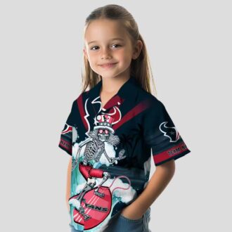 Blue Houston Texans Hawaiian Shirt, Surfing Skeleton Custom Aloha Shirt for Summer