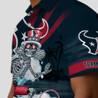 Blue Houston Texans Hawaiian Shirt, Surfing Skeleton Custom Aloha Shirt for Summer
