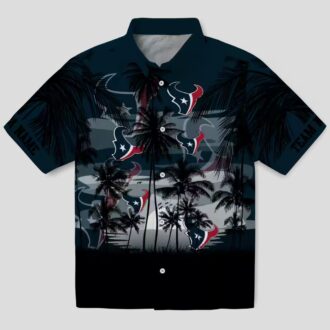 Custom Houston Texans Sunset Hawaiian Shirt - Blue & Black Tropical Design