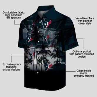 Custom Houston Texans Sunset Hawaiian Shirt - Blue & Black Tropical Design