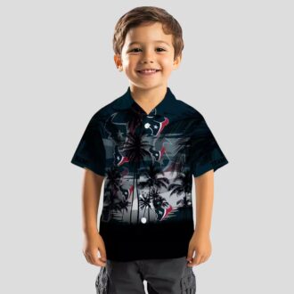 Custom Houston Texans Sunset Hawaiian Shirt - Blue & Black Tropical Design