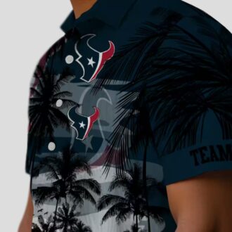 Custom Houston Texans Sunset Hawaiian Shirt - Blue & Black Tropical Design