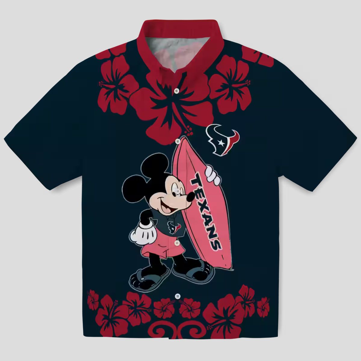 Disney Mickey Surfing Houston Texans Blue Hawaiian Shirt for Men and Women