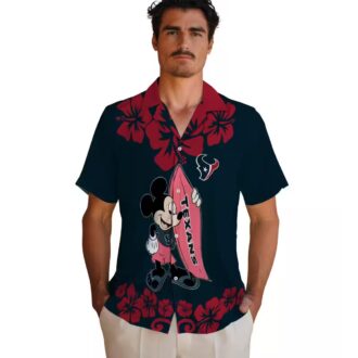 Disney Mickey Surfing Houston Texans Blue Hawaiian Shirt for Men and Women
