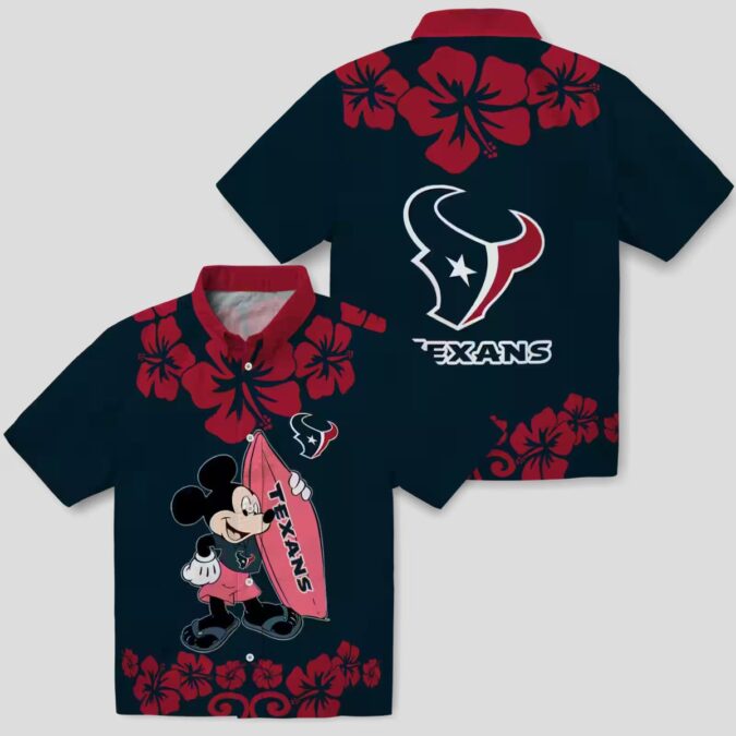 Disney Mickey Surfing Houston Texans Blue Hawaiian Shirt for Men and Women