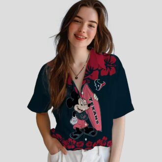 Disney Mickey Surfing Houston Texans Blue Hawaiian Shirt for Men and Women