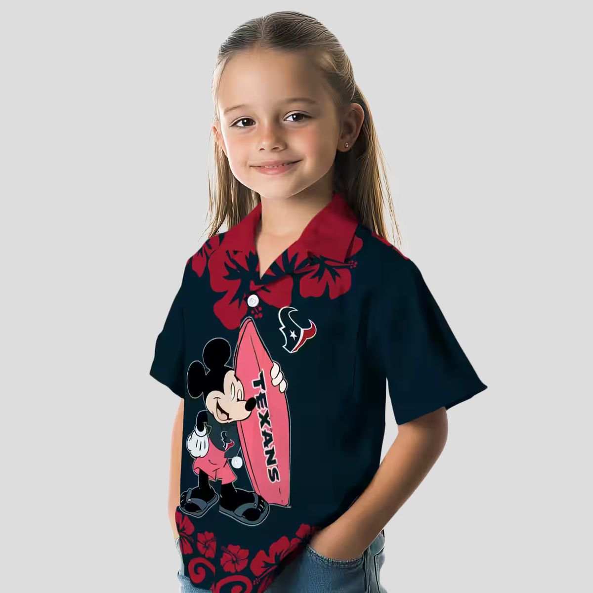 Disney Mickey Surfing Houston Texans Blue Hawaiian Shirt for Men and Women