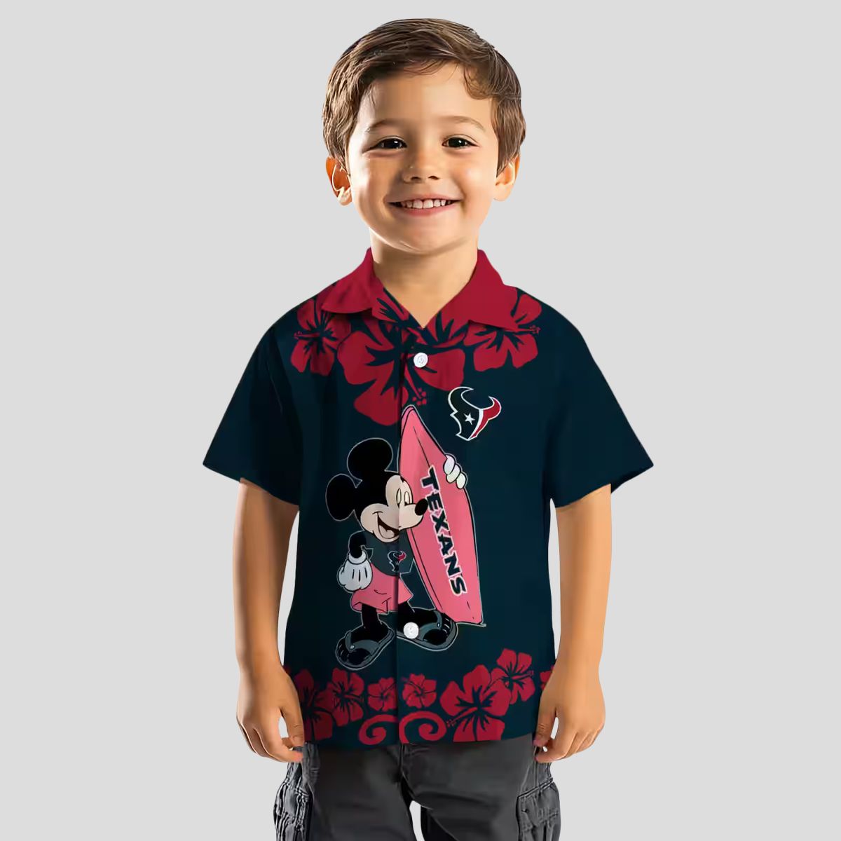 Disney Mickey Surfing Houston Texans Blue Hawaiian Shirt for Men and Women