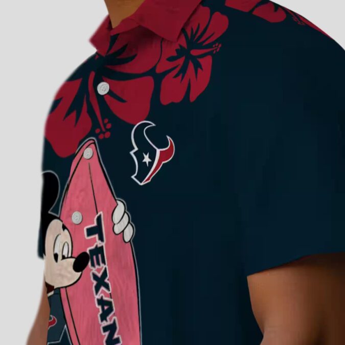 Disney Mickey Surfing Houston Texans Blue Hawaiian Shirt for Men and Women