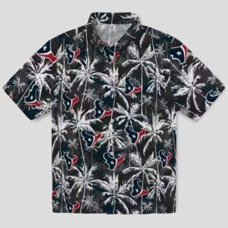 Houston Texans Blue Black Hawaiian Shirt, NFL Tropical Palm Pattern Beach Wear