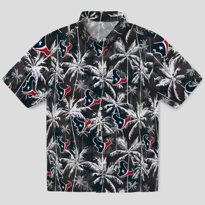 Houston Texans Blue Black Hawaiian Shirt, NFL Tropical Palm Pattern Beach Wear
