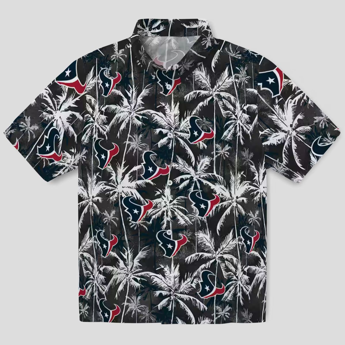 Houston Texans Blue Black Hawaiian Shirt, NFL Tropical Palm Pattern Beach Wear