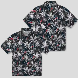 Houston Texans Blue Black Hawaiian Shirt, NFL Tropical Palm Pattern Beach Wear
