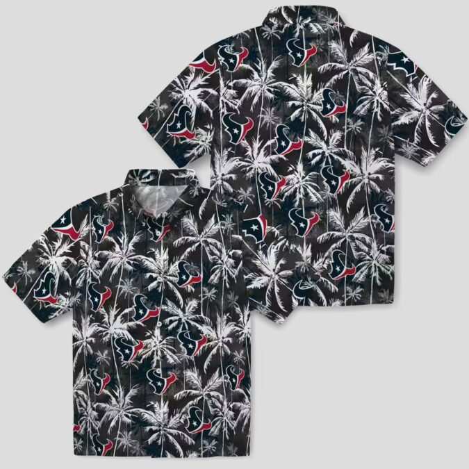 Houston Texans Blue Black Hawaiian Shirt, NFL Tropical Palm Pattern Beach Wear