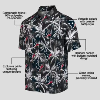 Houston Texans Blue Black Hawaiian Shirt, NFL Tropical Palm Pattern Beach Wear