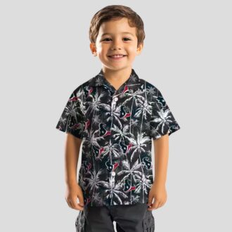 Houston Texans Blue Black Hawaiian Shirt, NFL Tropical Palm Pattern Beach Wear