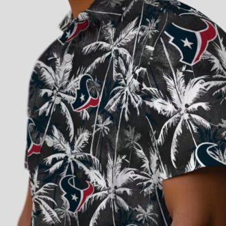 Houston Texans Blue Black Hawaiian Shirt, NFL Tropical Palm Pattern Beach Wear