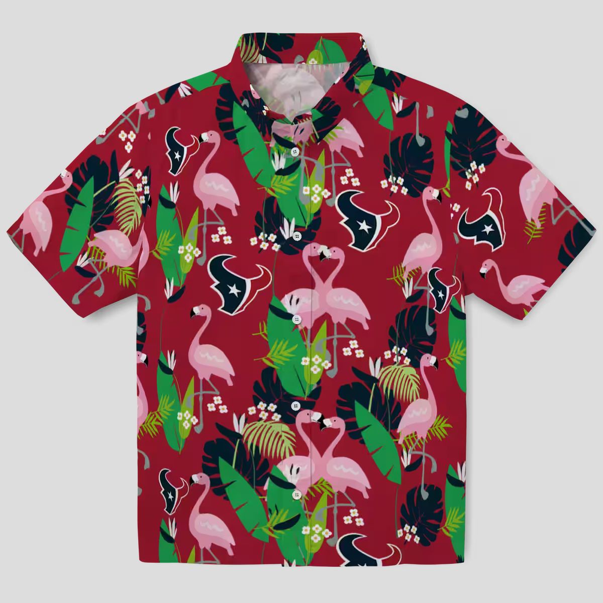 Houston Texans Blue Green Hawaiian Shirt with Flamingo Tropical Print for Fans