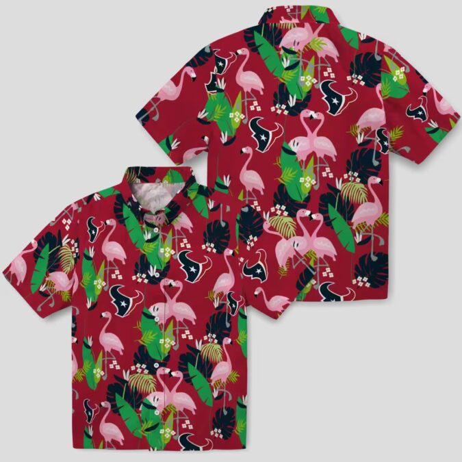 Houston Texans Blue Green Hawaiian Shirt with Flamingo Tropical Print for Fans