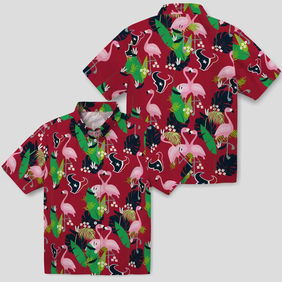 Houston Texans Blue Green Hawaiian Shirt with Flamingo Tropical Print for Fans