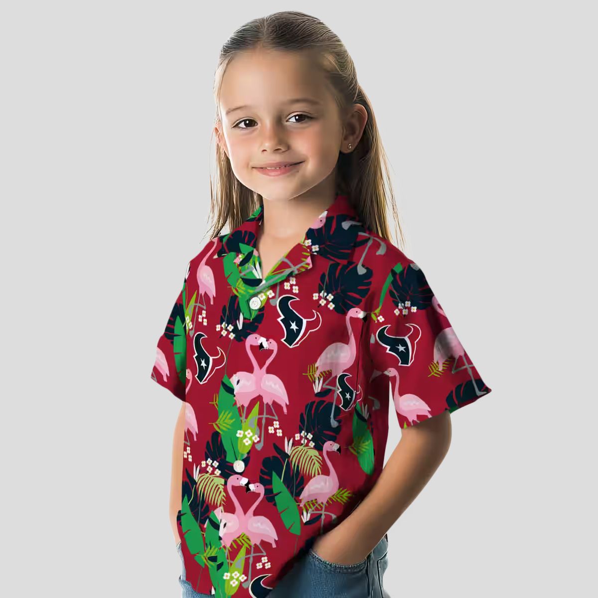 Houston Texans Blue Green Hawaiian Shirt with Flamingo Tropical Print for Fans