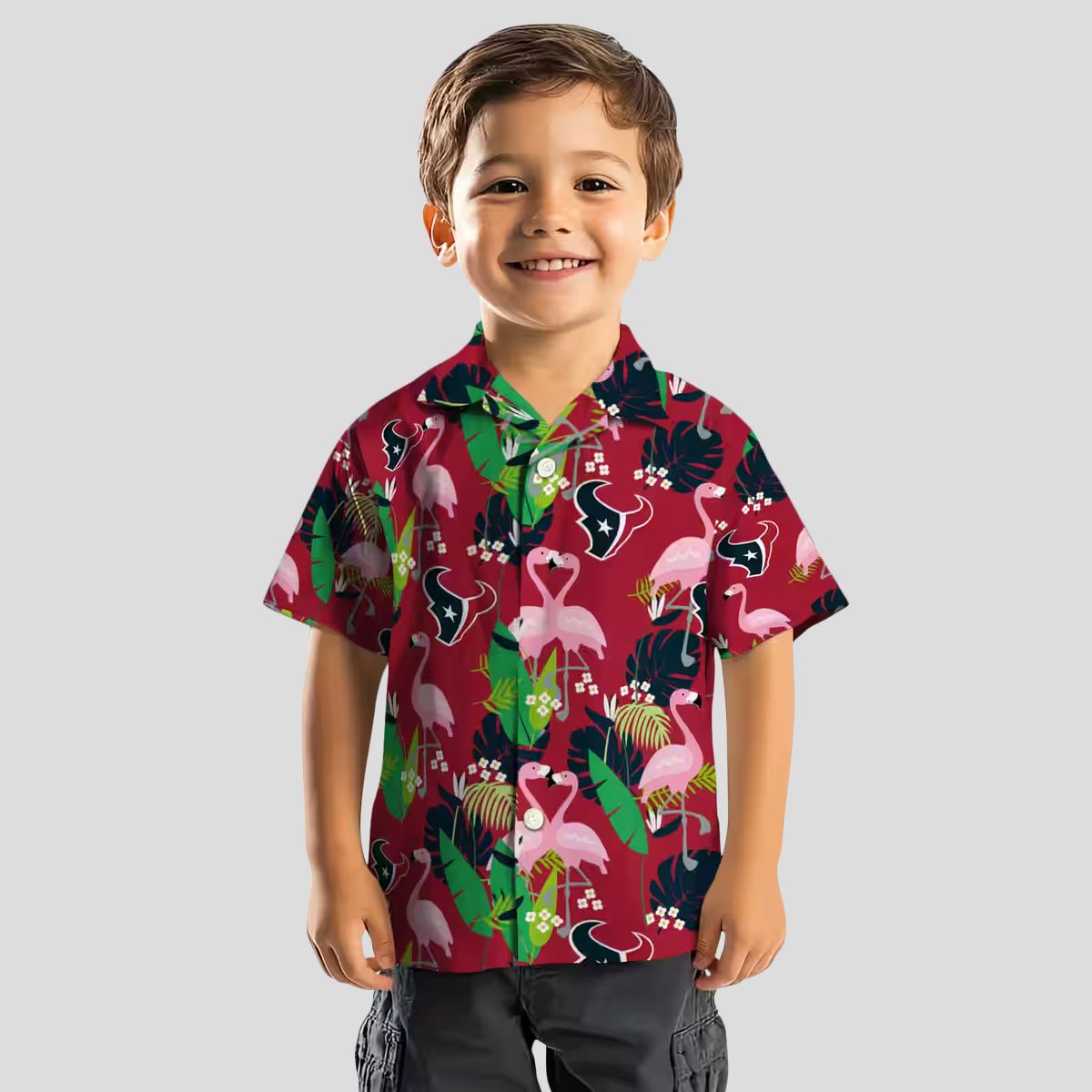 Houston Texans Blue Green Hawaiian Shirt with Flamingo Tropical Print for Fans