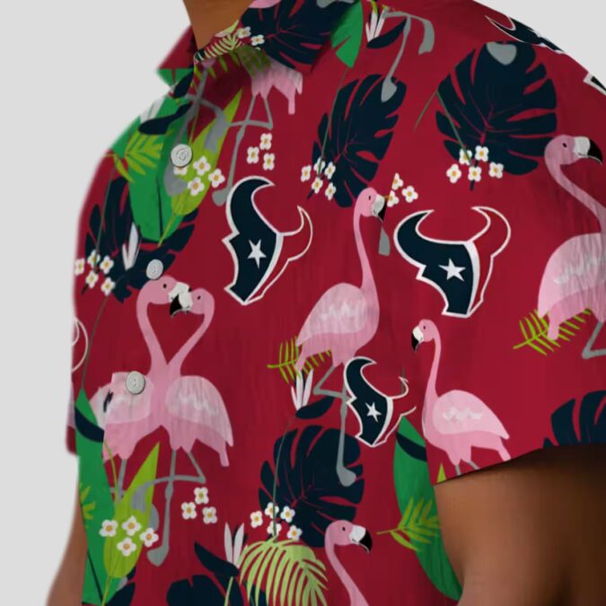 Houston Texans Blue Green Hawaiian Shirt with Flamingo Tropical Print for Fans