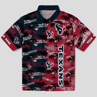 Houston Texans Blue Hawaiian Shirt, Personalized Palm Silhouettes Design for NFL Fans